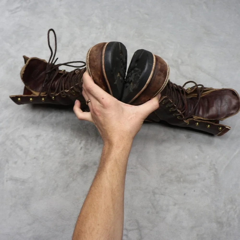 Filson Men 9.5D Work Uplander Boots Brn Moc Toe Leather Lug Sole Rugged Lace VTG